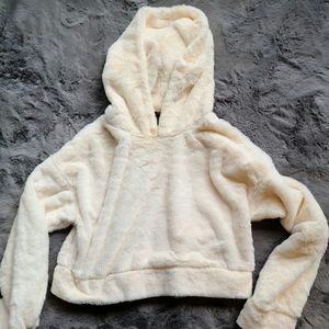 Crop hoodie faux fur